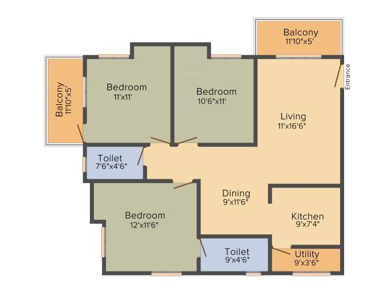 BRR Sai Sankalp (3BHK+2T (1,388 sq ft) 1388 sq ft)