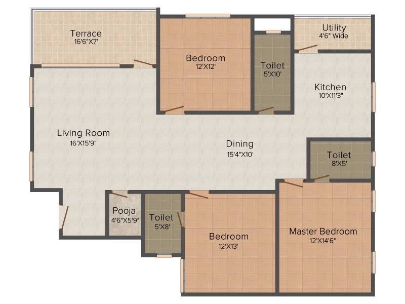 Ensure Onyx (3BHK+3T (1,827 sq ft)   Pooja Room 1827 sq ft)