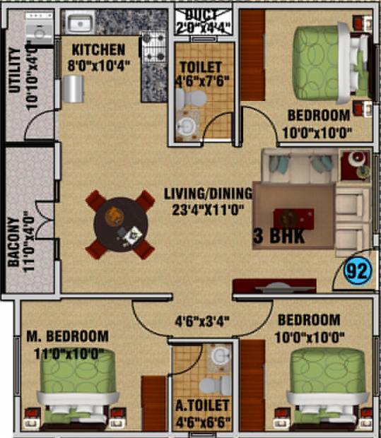 DS DSMAX SAROVAR (3BHK+2T (1,365 sq ft) 1365 sq ft)