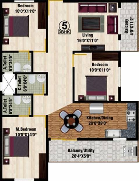 DS DSMAX SHRINE (3BHK+3T (1,600 sq ft) 1600 sq ft)