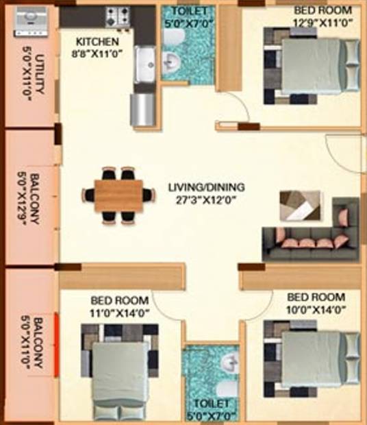 DS DSMAX SILVER BELL (3BHK+2T (1,824 sq ft) 1824 sq ft)