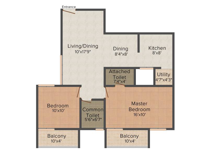 Aishwarya Queens Mead (2BHK+2T (1,088 sq ft) 1088 sq ft)