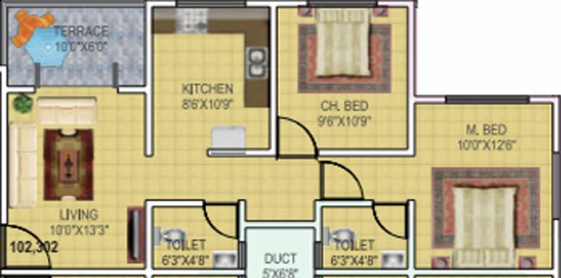 Geet Govind Muktai Aangan Phase II (2BHK+2T (823 sq ft) 823 sq ft)