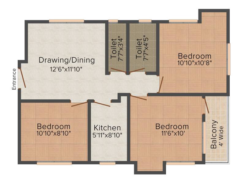 Mikado Onkar Pearl (3BHK+3T (1,103 sq ft) 1103 sq ft)