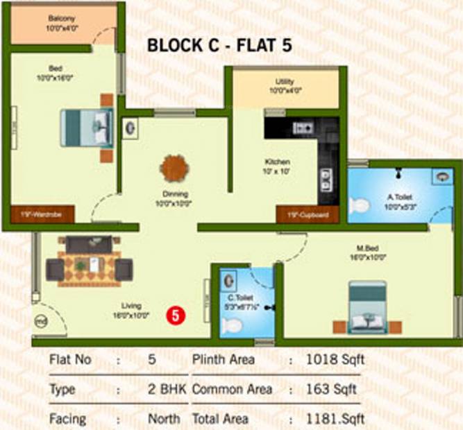 Sree Daksha Thvisha (2BHK+2T (1,181 sq ft) 1181 sq ft)