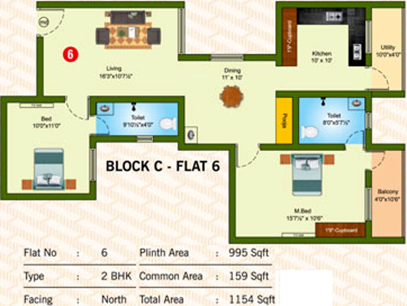 Sree Daksha Thvisha (2BHK+2T (1,154 sq ft) 1154 sq ft)