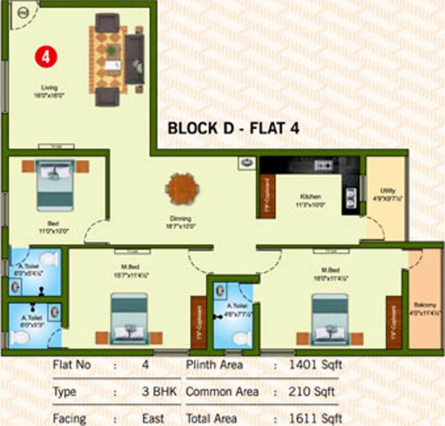 Sree Daksha Thvisha (3BHK+2T (1,611 sq ft) 1611 sq ft)