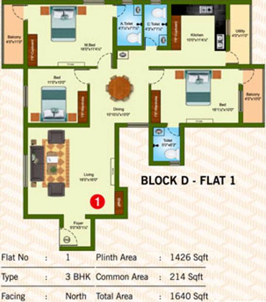 Sree Daksha Thvisha (3BHK+3T (1,640 sq ft) 1640 sq ft)