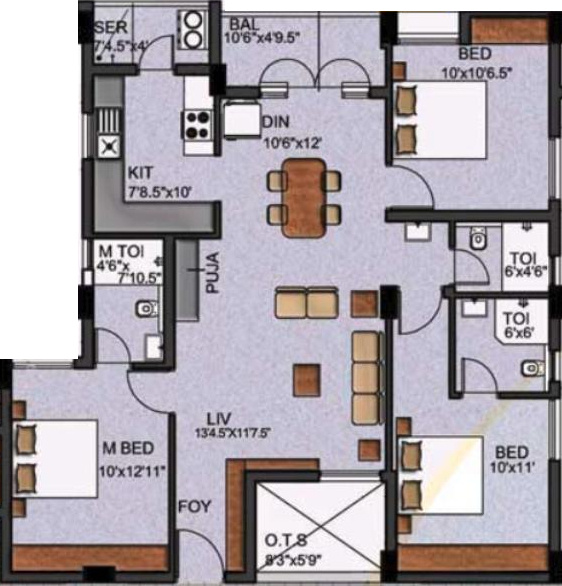Newry Properties Celestial (3BHK+3T (1,335 sq ft) 1335 sq ft)
