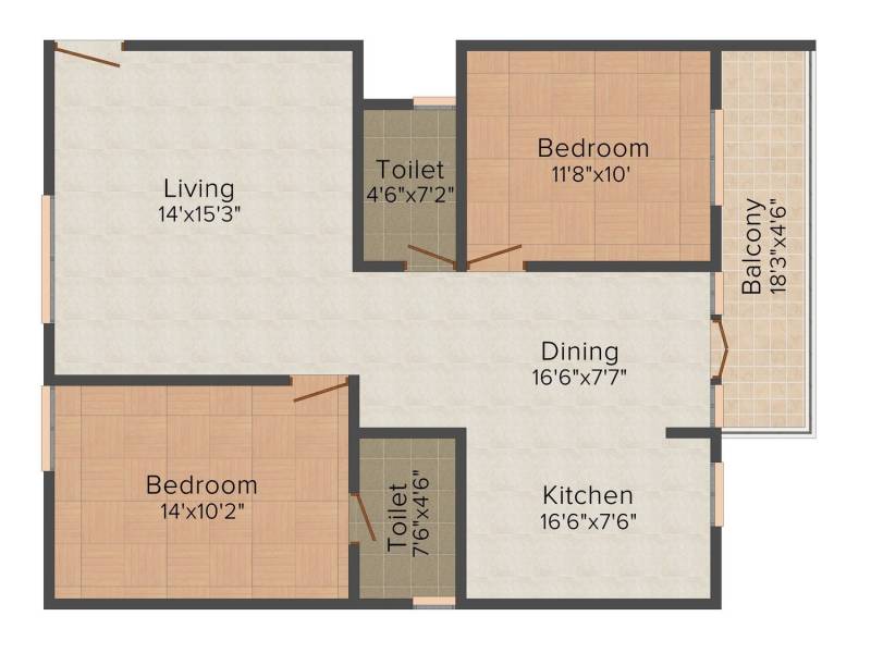 Kumari Elite (2BHK+2T (1,197 sq ft) 1197 sq ft)