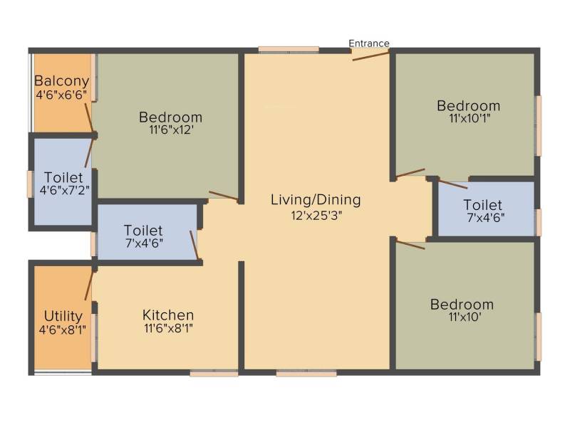 NR White Meadows (3BHK+3T (1,332 sq ft) 1332 sq ft)