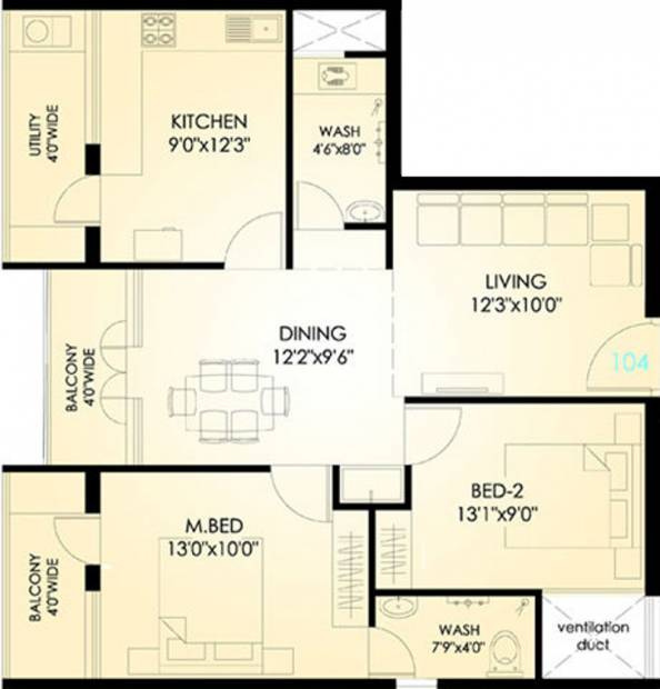 AK Builders And Developers Mangalore Ivy Apartment (2BHK+2T (1,130 sq ft) 1130 sq ft)