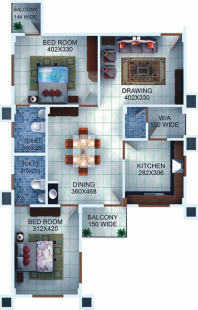 Motif Builders And Developers Grand View (2BHK+2T (1,256 sq ft) 1256 sq ft)