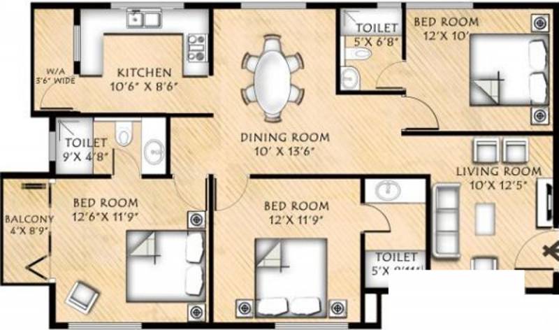 Infrany Petals (3BHK+3T (1,343 sq ft) 1343 sq ft)