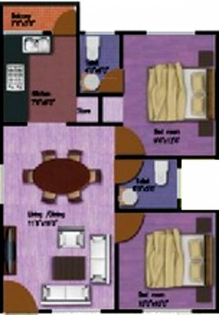 Rajesh Patels Pillappa Enclave (2BHK+2T (859 sq ft) 859 sq ft)