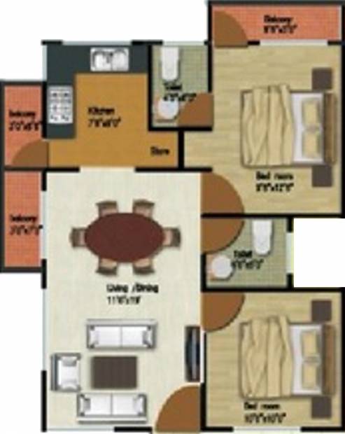 Rajesh Patels Pillappa Enclave (2BHK+2T (930 sq ft) 930 sq ft)