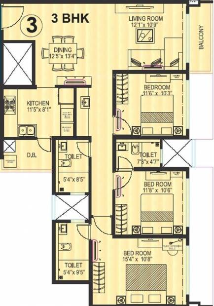 Kanakia Levels (3BHK+3T (1,836 sq ft) 1836 sq ft)