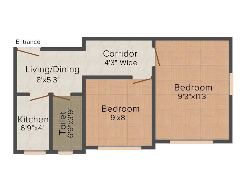Swasti Aryasree Apartment (2BHK+1T (511 sq ft) 511 sq ft)