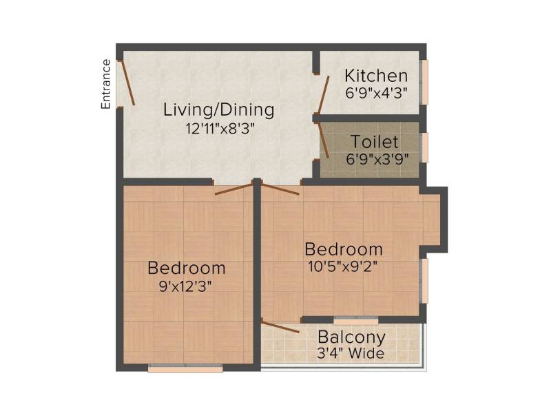 Swasti Aryasree Apartment (2BHK+1T (631 sq ft) 631 sq ft)