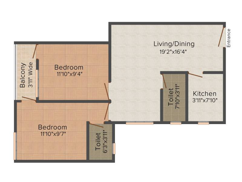 Aatreyee Toshanee (2BHK+2T (899 sq ft) 899 sq ft)