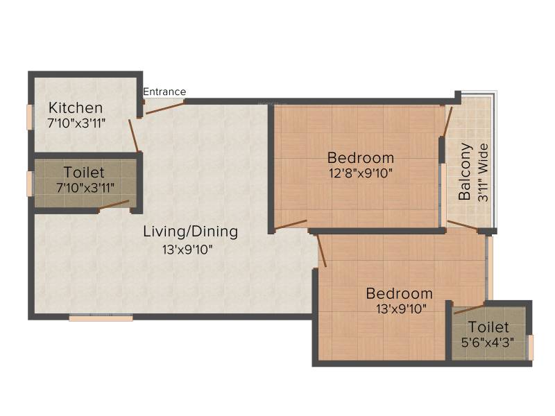 Aatreyee Toshanee (2BHK+2T (962 sq ft) 962 sq ft)