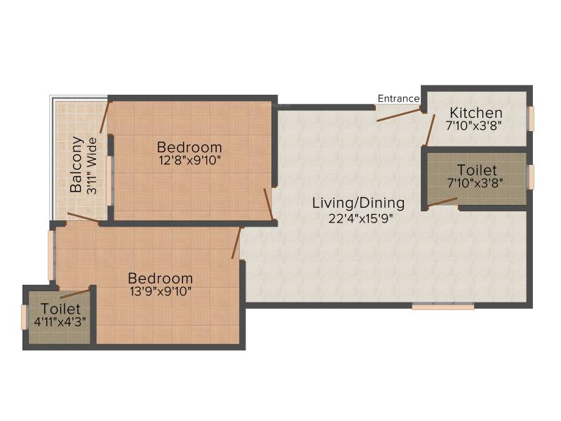 Aatreyee Toshanee (2BHK+2T (970 sq ft) 970 sq ft)