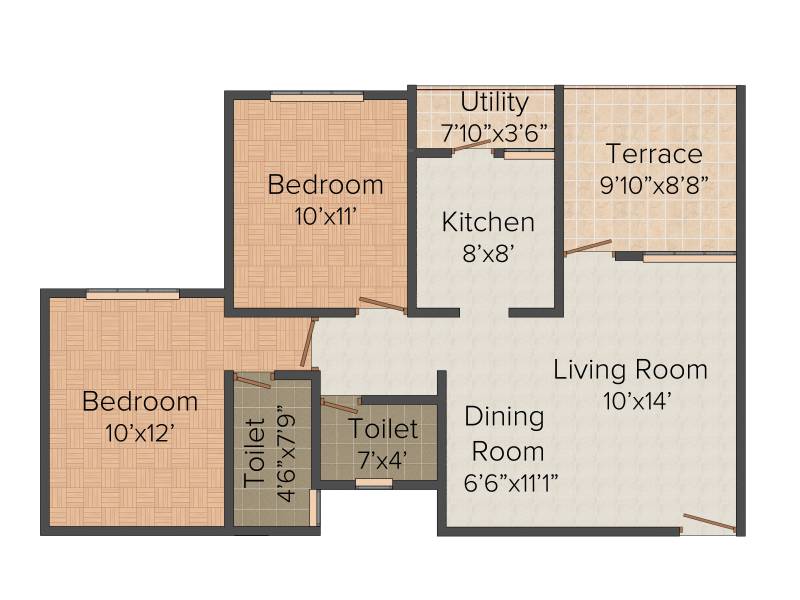 CD Premia (2BHK+2T (902 sq ft) 902 sq ft)