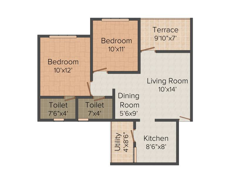 CD Premia (2BHK+2T (838 sq ft) 838 sq ft)