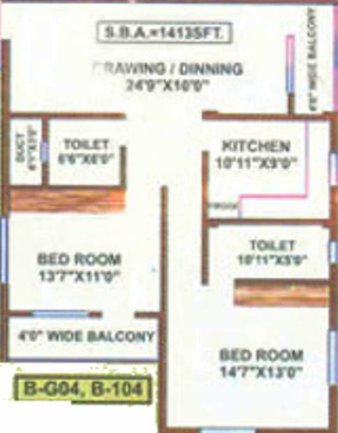 Amrita Gouri Shankar Residency (2BHK+2T (1,413 sq ft) 1413 sq ft)