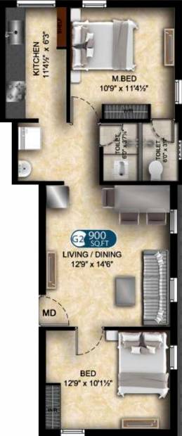 Bhaveshwar MS Arcade (2BHK+2T (900 sq ft) 900 sq ft)