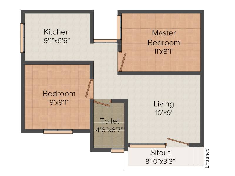 Bhaveshwar Q (2BHK+1T (650 sq ft) 650 sq ft)