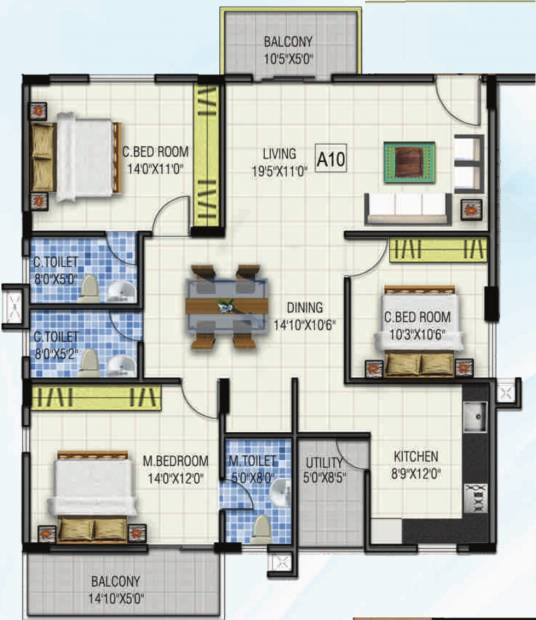 Gauravam Marvel (3BHK+3T (1,571 sq ft) 1571 sq ft)