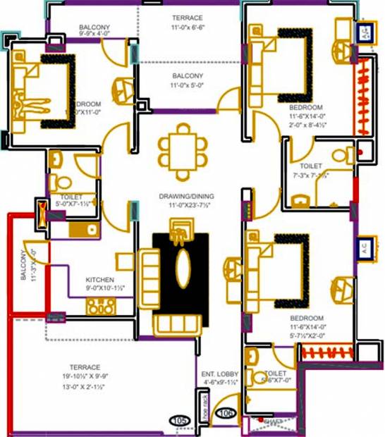 Sunshine Buildtech Athena (3BHK+3T (1,690 sq ft) 1690 sq ft)