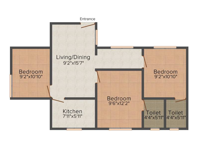 MYS Platinum Heights (3BHK+2T (945 sq ft) 945 sq ft)