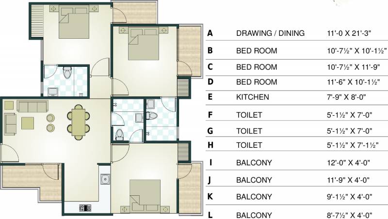 Arihant Dynasty (3BHK+3T (1,300 sq ft) 1300 sq ft)