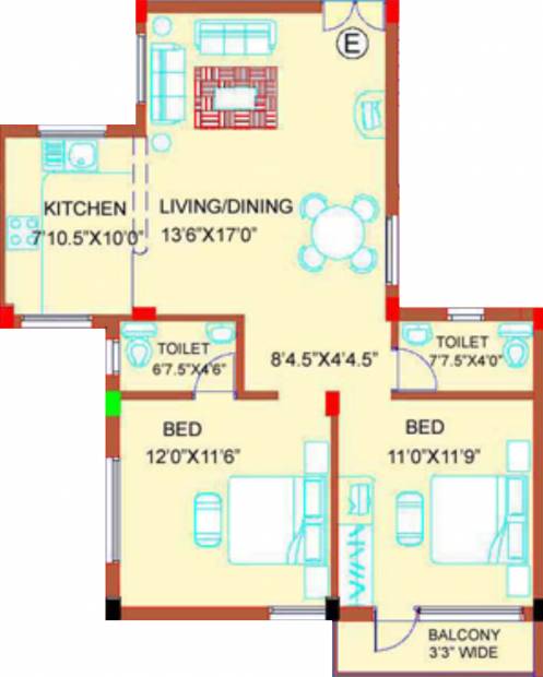 Shiyam Thirth (2BHK+2T (945 sq ft) 945 sq ft)