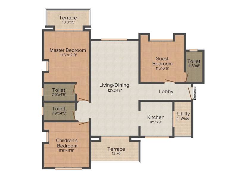 Axis Whistling Meadows (3BHK+3T (1,377 sq ft) 1377 sq ft)