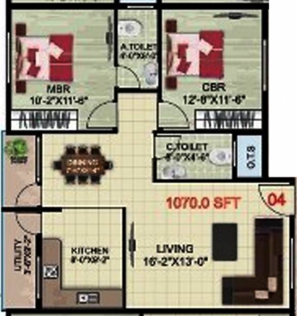 Sanjeevini Projects Desai (2BHK+2T (1,070 sq ft) 1070 sq ft)