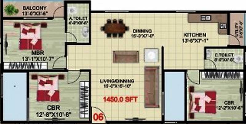 Sanjeevini Projects Desai (3BHK+2T (1,450 sq ft) 1450 sq ft)