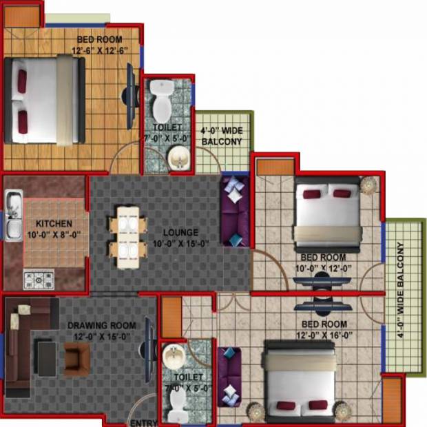 Gulmohar Infradevelopers Gulmohar Apartment (3BHK+2T (1,400 sq ft) 1400 sq ft)