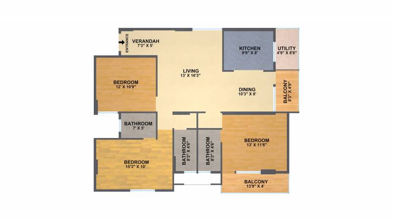 SV Spring Woods (3BHK+3T (1,600 sq ft) 1600 sq ft)