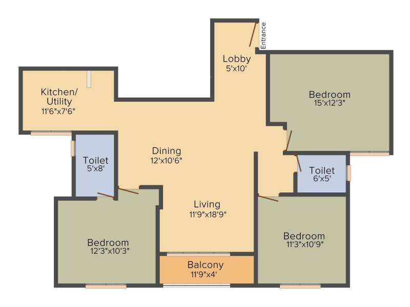 RK Suraksha Suraksha Landmark (3BHK+2T (1,390 sq ft) 1390 sq ft)