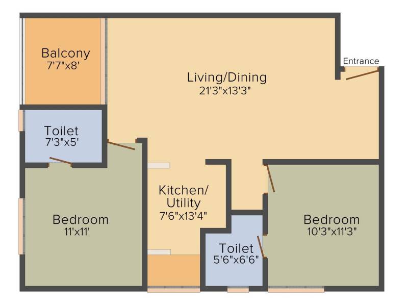 RK Suraksha Suraksha Landmark (2BHK+2T (1,035 sq ft) 1035 sq ft)