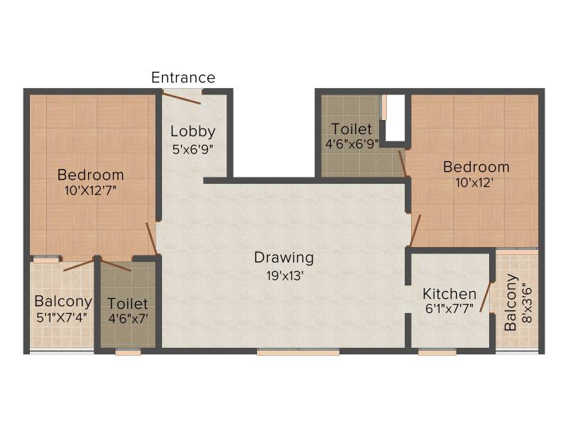 Virasat Affluence (2BHK+2T (1,036 sq ft) 1036 sq ft)