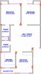 Floor Plan (3BHK+2T (1,550 sq ft) 1550 sq ft) Landmark Builder Amber Floor Plan (3BHK+2T (1,550 sq ft) 1550 sq ft)