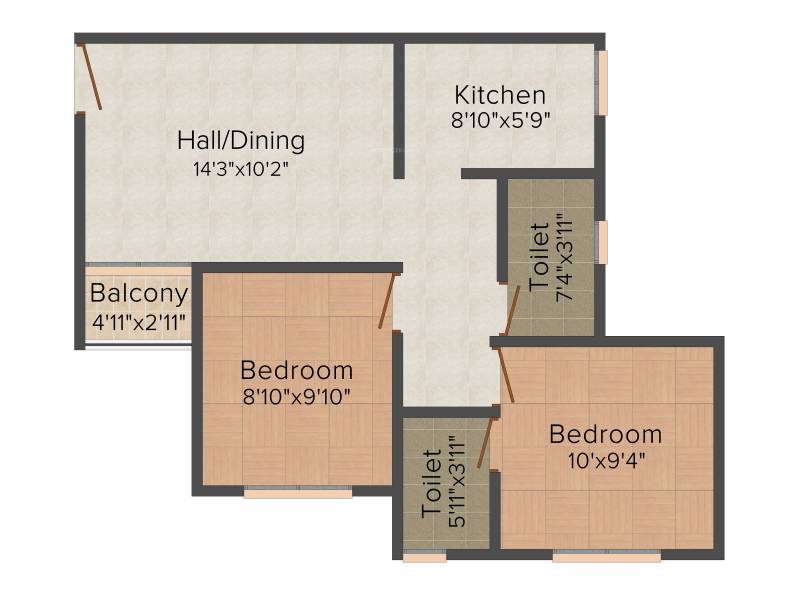 VBHC Palmhaven II (2BHK+2T (726 sq ft) 726 sq ft)