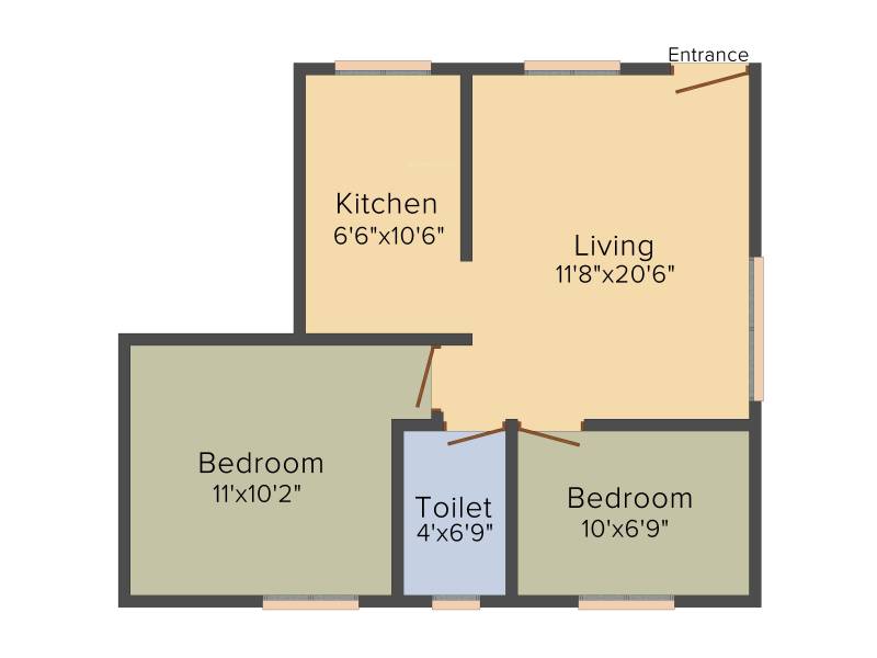MS Banyan Tree (2BHK+2T (657 sq ft) 657 sq ft)