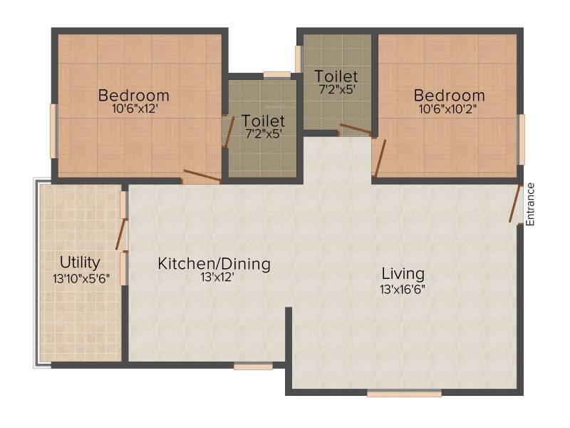 RV RVS Sumeru (2BHK+2T (1,090 sq ft) 1090 sq ft)