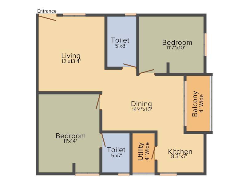 NCN Diamond (2BHK+2T (1,085 sq ft) 1085 sq ft)