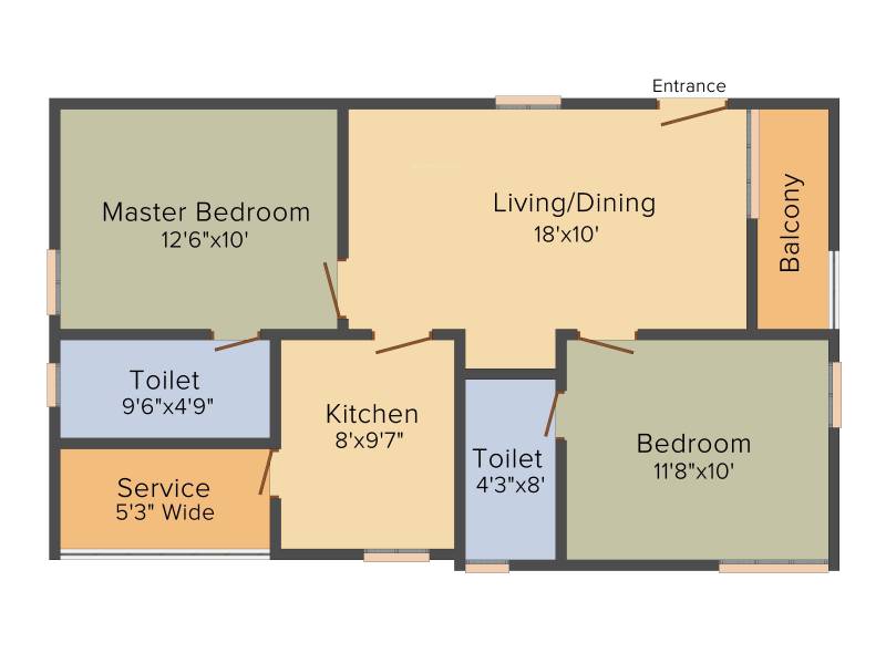 Whitestone Milano (2BHK+2T (1,050 sq ft) 1050 sq ft)